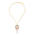 Collana con ciondolo a racchetta da tennis con strass colorati su catena oro - Oro