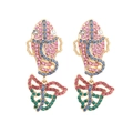 Sparkling colorful crystal butterfly drop earrings with gold alloy and tiered rhinestone design - Mixed Color A
