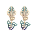 Elegant butterfly drop earrings with sparkling colorful rhinestones in golden finish - Mixed Color B