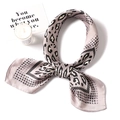 Detailed macro of leopard print silk scarf with classic geometric check patterns - 70x70cm / Light Camel (FJ7-4)