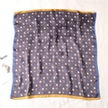Detail of silk square scarf featuring vintage horse silhouette prints and contrast edges - 70x70cm / Smoke