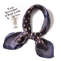 Classic leopard and polka dot pattern navy silk satin square scarf for women - 70x70cm / Navy Blue (FJ7-1)