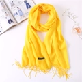 Elegant bright yellow lyocell scarf with fringe details and sophisticated accessories - Bright Yellow