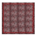 Foulard en soie léopard pour femme, carré en satin de 90cm avec bordure rouge vif - 90x90cm / Rouge