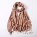 Soft cashmere-feel long scarf in dusty pink with tassels for women, spring and autumn style - Red Camel