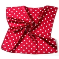 Elegant red square silk scarf with white polka dots featuring smooth satin finish texture - 50*50CM / Red Base White Polka Dot Classic Style (FX-5)