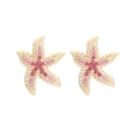 Starfish earrings with pink crystals and white pearls on gold metal base - Mixed Color B (Pink Pearl Gold Base)