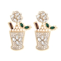 Orecchini a forma di bicchiere da cocktail con strass scintillanti, perle e gemme - Strass Bianchi