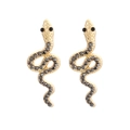 Boucles d'oreilles serpent rétro dorées serties de strass noirs pour femmes - Serpent Strass Noir Or (Mixte)