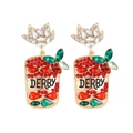 Colorful cocktail glass drop earrings with DERBY lettering and sparkling zircon accents - Mixed Color (DERBY)