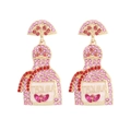 Orecchini a forma di bottiglia di Tequila con strass rosa e dettaglio limone - Strass Rosso Rosa