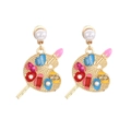 Boucles d'oreilles palette de peinture avec perles, cristaux colorés et émail - Multicolore