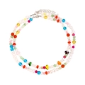 Collana bohémien multistrato con funghi di vetro colorati e perle barocche - Multicolore