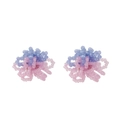 Orecchini a fiore in perline intrecciate a mano in rosa pastello e blu cristallo - Stile Color Block Rosa e Blu / Viola