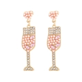 Orecchini a calice di champagne con perle rosa e strass su sfondo bianco puro - Rosa