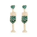 Orecchini a forma di bicchiere di champagne con strass verdi e perle sintetiche - Verde