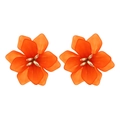Pendientes de flores de resina naranja bohemios con cuentas doradas y diseño floral - Naranja