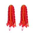 Orecchini bohémien con nappe di perline rosse e arancioni in un lungo stile a frange - Colorato