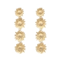Orecchini pendenti vintage con girasole dorato e design metallico a più livelli - Oro