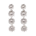 Orecchini a goccia girasole vintage in argento con design floreale metallico - Argento