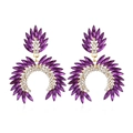 Orecchini geometrici boho con strass viola marquise su base in lega dorata - Viola