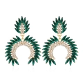 Orecchini pendenti rétro geometrici con cristalli marquise verdi e strass bianchi - Verde