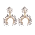 Orecchini geometrici vintage in oro champagne con cristalli trasparenti e strass brillanti - Bianco
