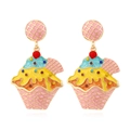 Bunte Strass-Cupcake-Ohrhänger mit pastellfarbenem Emaille-Drip und geometrischem Design - Rosa