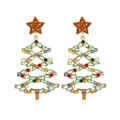 Orecchini a forma di albero di Natale con strass colorati su sfondo bianco neutro - Colorato