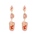Colorful cocktail glass drop earrings with rhinestones, pearls and enamel detailing - Rainbow