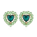 Orecchini a cuore vintage con cristalli verdi e lega dorata per un look audace - Verde