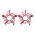 Pendientes de sol vintage con cristales rosas y champán sobre base de aleación dorada - Morado