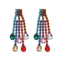 Retro geometric earrings with colorful crystal tassels for banquet evening gowns - Colorful