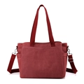 Rote Canvas-Tragetasche im Vintage-Stil mit Henkeln und verstellbarem Schultergurt - Burgunderrot