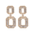 Exaggerated geometric gold-plated alloy drop earrings with sparkling rhinestones - Clear