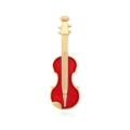 Eleganter goldfarbener Violinen-Anstecker mit roter Emaille im minimalistischen Kunstdesign - Rotgold (Violine)