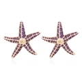 Orecchini a forma di stella marina in lega dorata con smalto viola e design oceano - Viola
