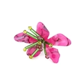 Handgefertigter, großer Acryl-Blumenring mit magentafarbenen Blütenblättern und Glasperlen - US 14 / Lila