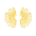 Pendientes vintage dorados en forma de abanico con textura de rama sobre fondo blanco - Dorado