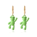 Süße grüne Teddybär-Ohrringe mit goldenen Legierungsringen im kreativen, modischen Design - Grün
