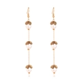 Vintage gold flower earrings with tiered teardrop pearls and elegant floral tassels - Gold/White