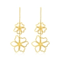Goldene Legierungs-Ohrhänger mit zwei Blumenlagen und eleganten Schlangenketten - Gold