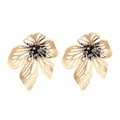 Exaggerated handmade golden floral bead earrings with crystal rhinestones for women - Gold