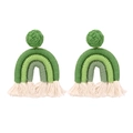 Pendientes bohemios de arcoíris hechos a mano con hilo de algodón verde y borlas - Degradado Verde