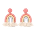 Pendientes de arcoíris de algodón trenzado a mano con borlas de colores estilo bohemio - Pastel