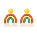 Pendientes arcoíris bohemios hechos a mano con cuerda de algodón de colores y borlas - Multicolor