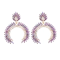 Orecchini a cerchio C dorati con cristalli viola e strass colorati a goccia - Viola Chiaro