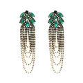 Elegante Strass-Ohrringe mit grünen Marquise-Steinen und schwarzen Fransen - Grün