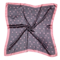 Foulard quadrato in seta sintetica con stampa floreale rosa su fondo grigio scuro - Grigio