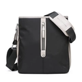 Borsa a tracolla da uomo in tessuto Oxford nero e beige con zip metallica - Nero